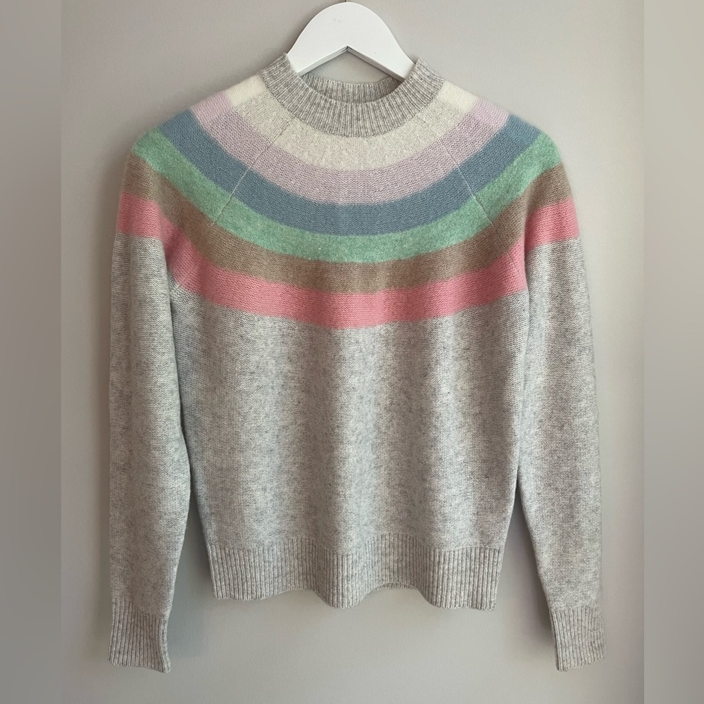 EUC 27 Miles Malibu Wool Cashmere Blend Rainbow Sweater Gray XS